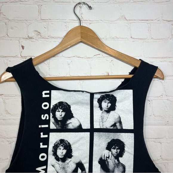 Vintage Jim Morrison Tank Top Womens Medium Black  Sleeveless Band Double Sided - Picture 7 of 12
